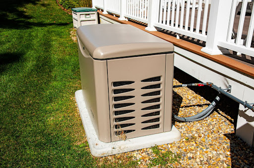 A whole-house generator installed outside a home.