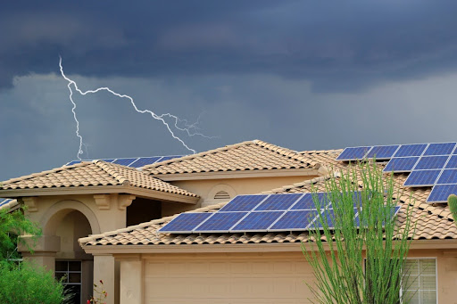 A house being struck by lightning.